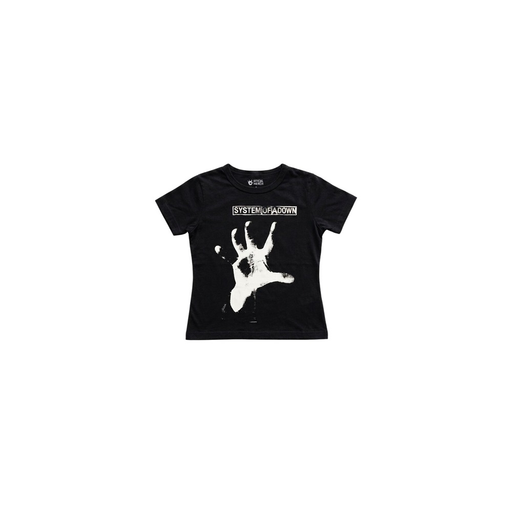 System of a Down Hand Logo Graphic Tee Black Short Sleeve Band T-Shirt Womens